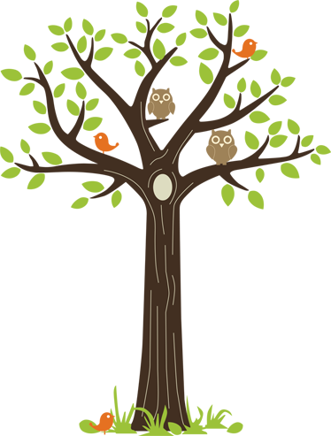 Floral vinyl rug featuring owls and trees - TenStickers