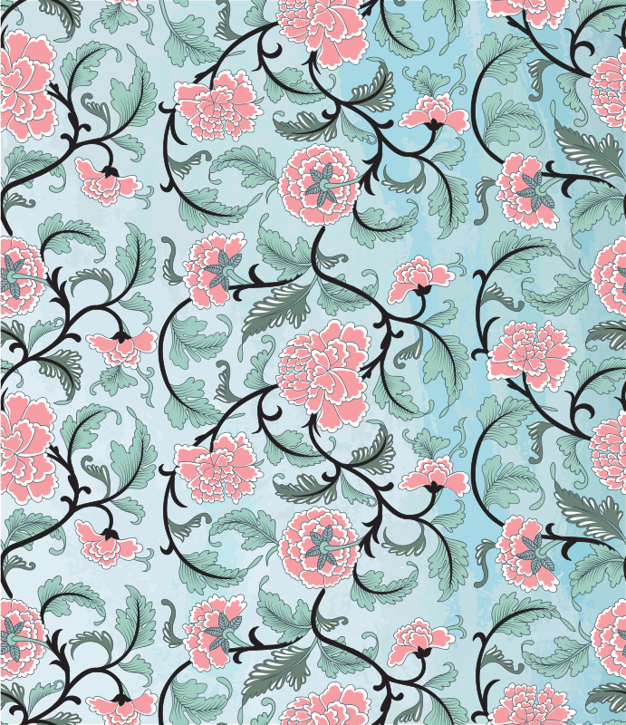 Floral vinyl rug featuring japanese flowers design - TenStickers