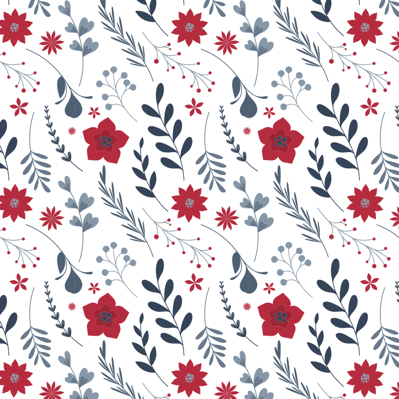 Floral vinyl rug in red and white pattern - TenStickers