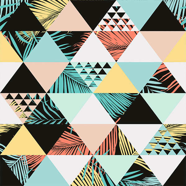 Floral vinyl rug with tropical triangles design - TenStickers