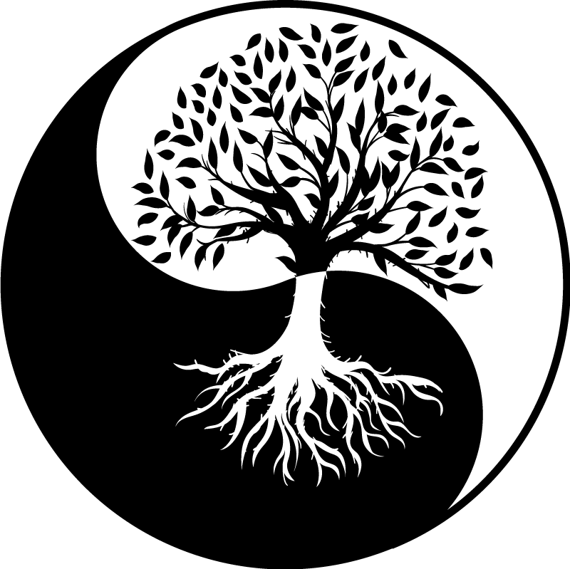 Floral vinyl rug tree of life yin yang - TenStickers