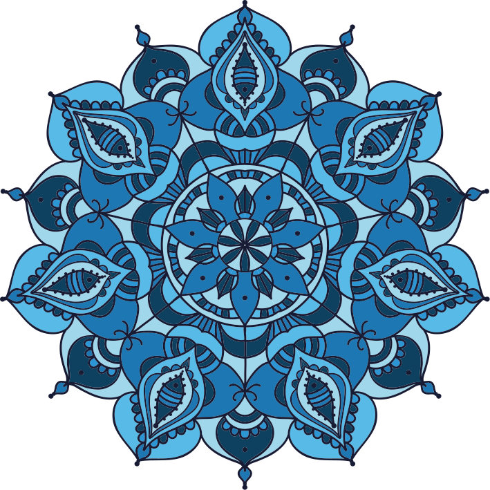 Floral vinyl rug lotus blue mandala design - TenStickers