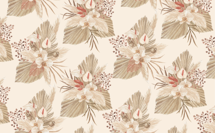Floral vinyl rug with beige dried flowers - TenStickers
