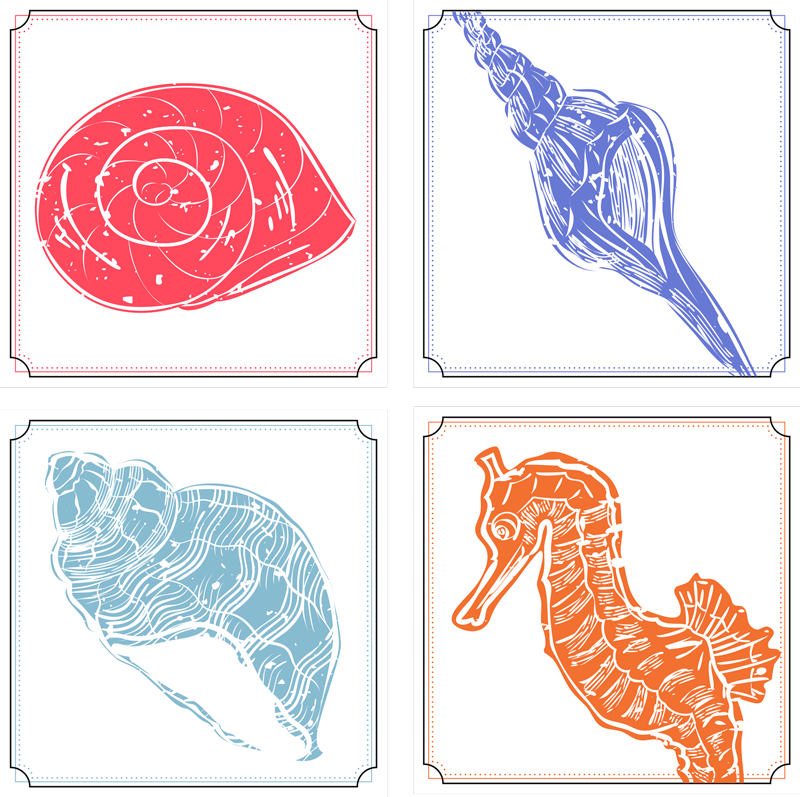 Floral vinyl rug with ocean life designs - TenStickers