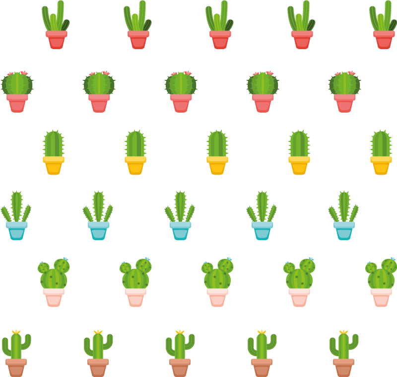 Floral vinyl rug with cacti pattern design - TenStickers