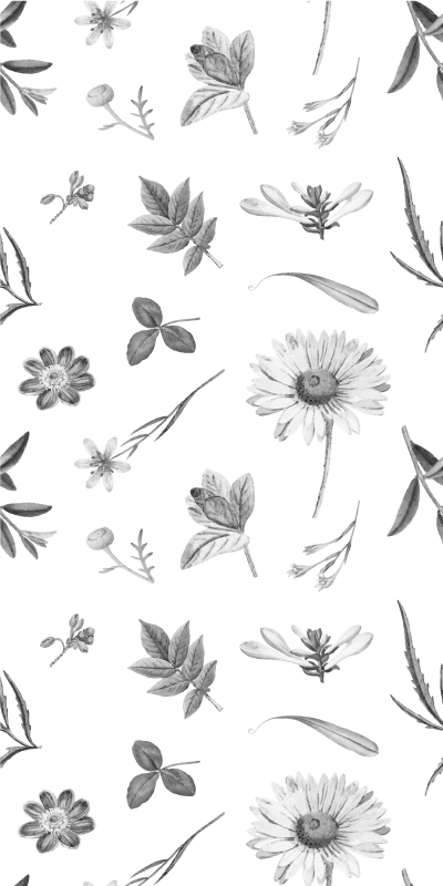 Floral vinyl rug with gray spring flowers - TenStickers