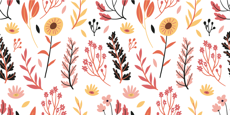 Colorful flowers on a white background floral vinyl rug - TenStickers