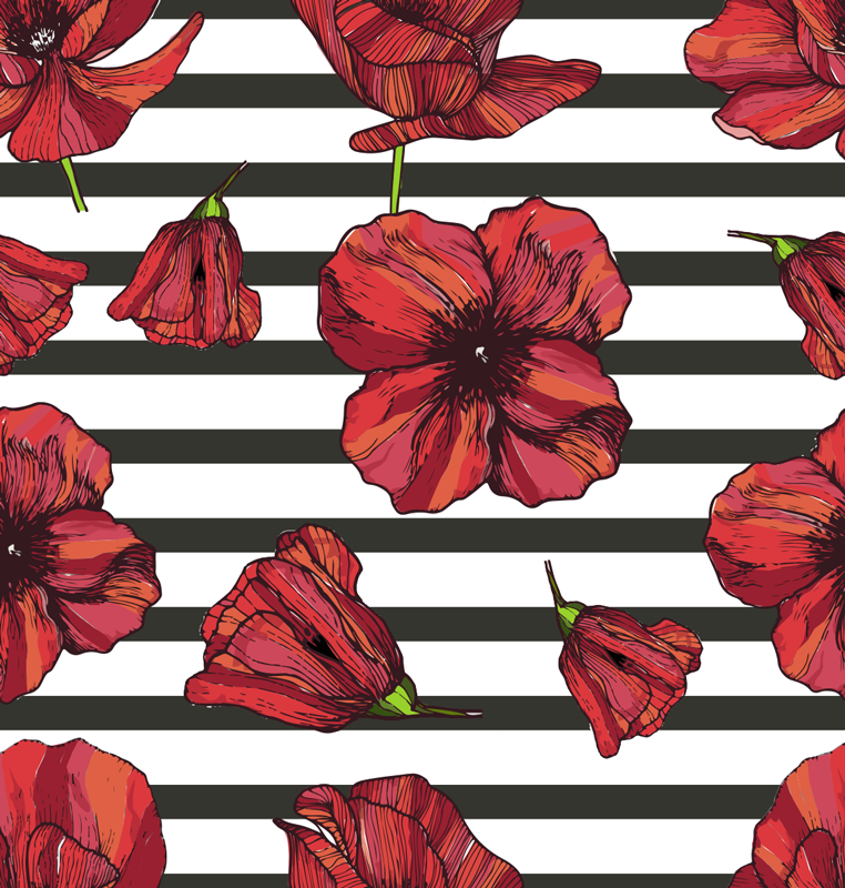 Floral vinyl rug with polish poppy flowers - TenStickers