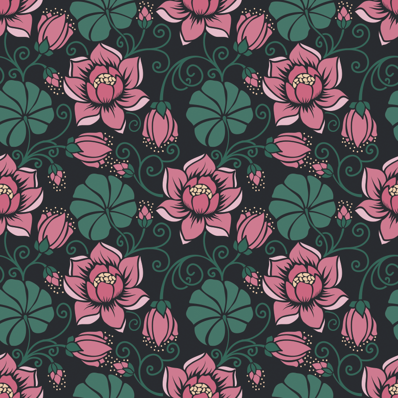 Flower rug with flowering vines design - TenStickers