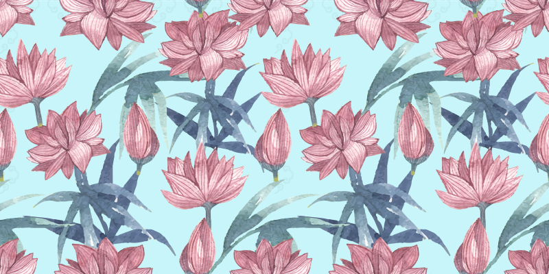 Flower rug blue watercolor flowers design - TenStickers