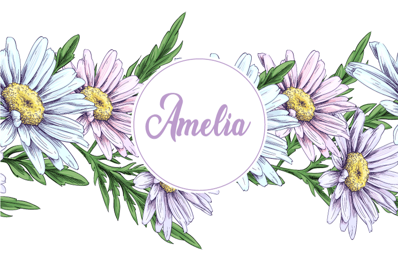 Floral vinyl rug with daisy design and name - TenStickers