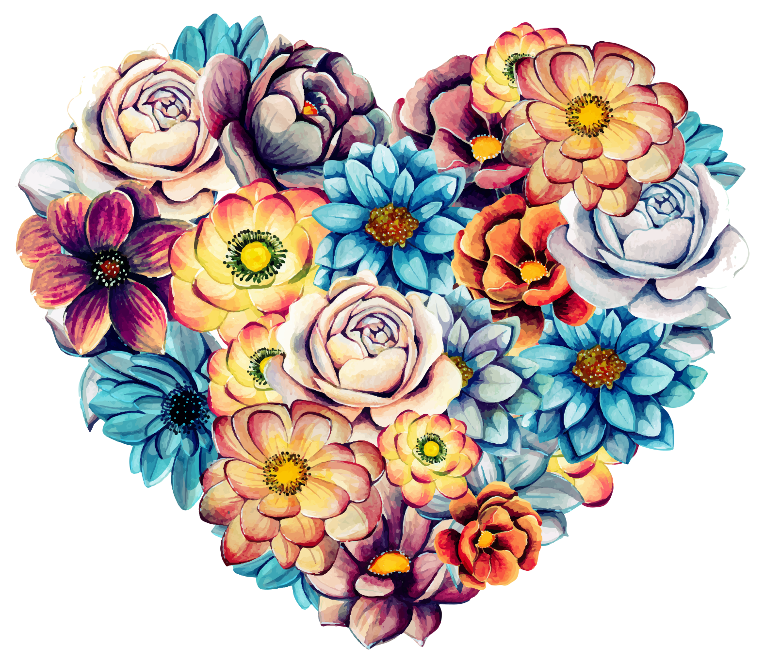 Floral vinyl rug beautiful heart full of flowers - TenStickers