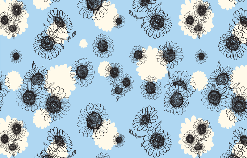 Floral vinyl rug with seamless modern daisies pattern - TenStickers