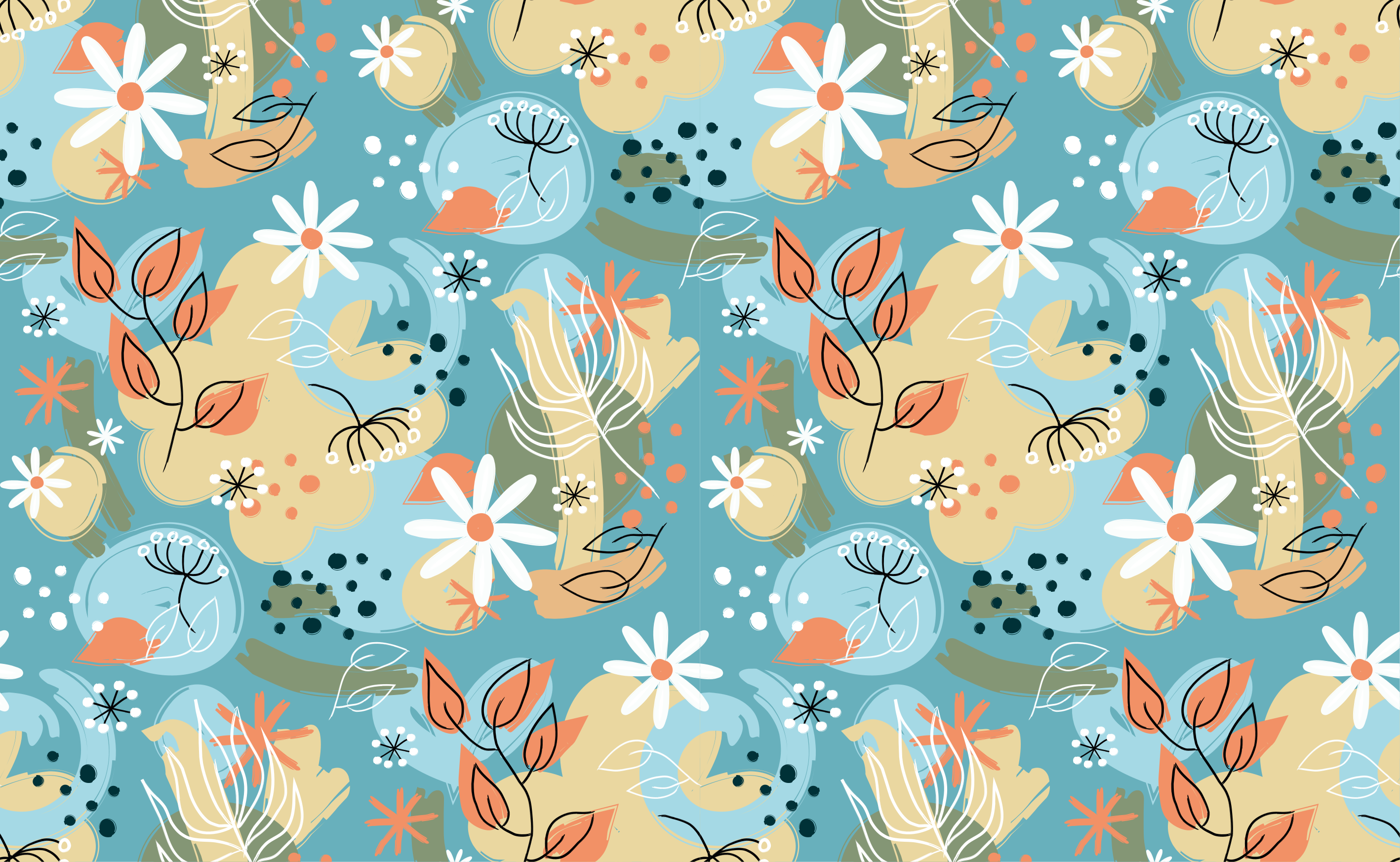 Floral vinyl rug with abstract flat floral design - TenStickers