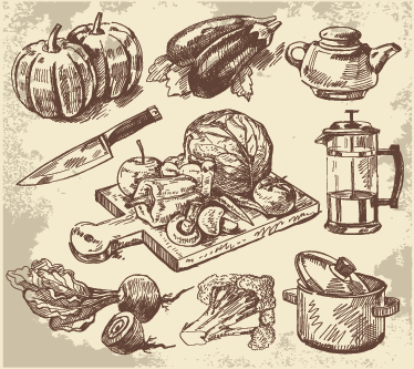 Vintage illustration kitchen vinyl rug - TenStickers