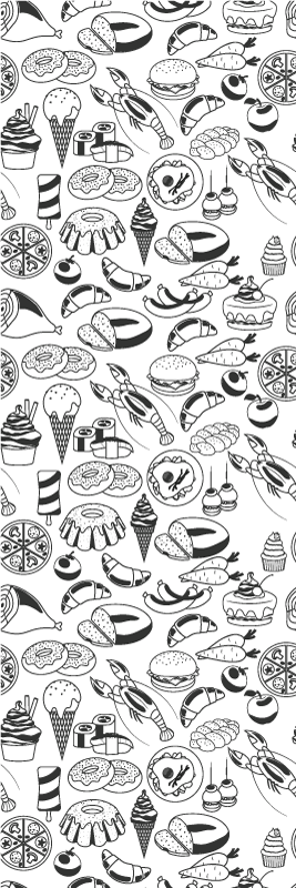 Kitchen vinyl rug with food doodles design - TenStickers
