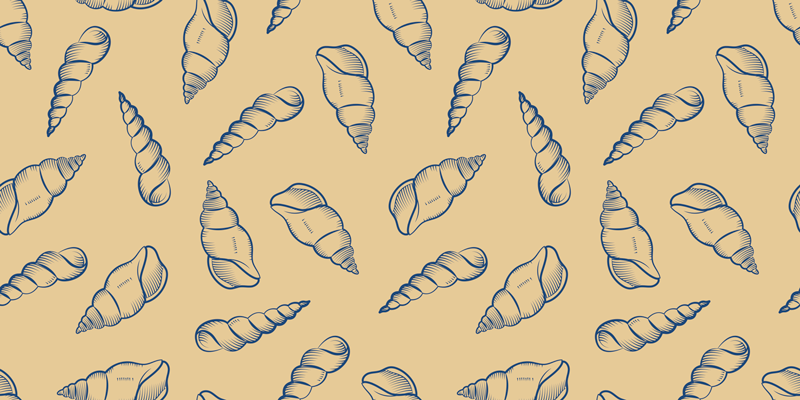 Floral vinyl rug with shell motif design - TenStickers