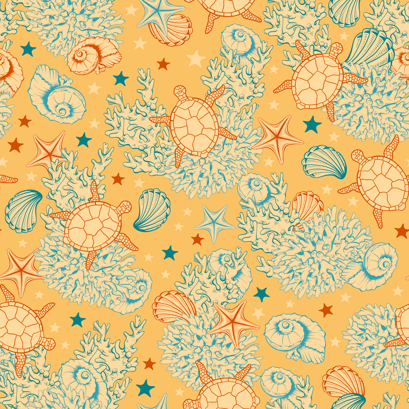 Floral vinyl rug coral and ocean life - TenStickers