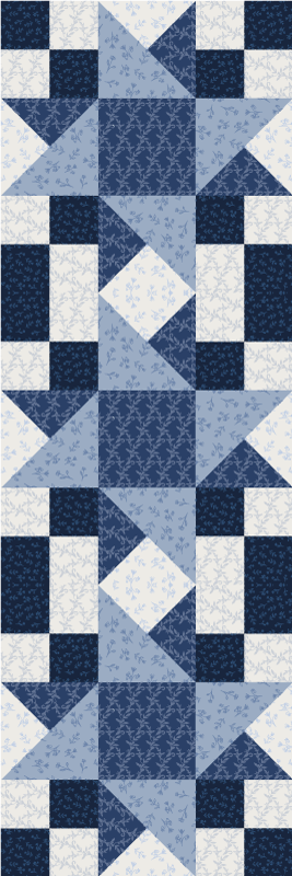 Geometric vinyl rug patchwork blue star triangle design - TenStickers