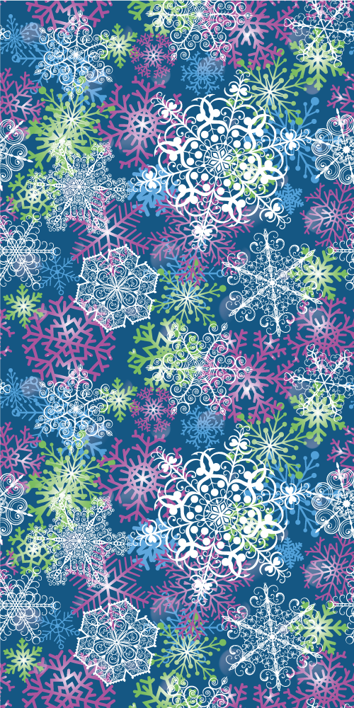 Christmas vinyl rug with glowing snowflakes on blue - TenStickers