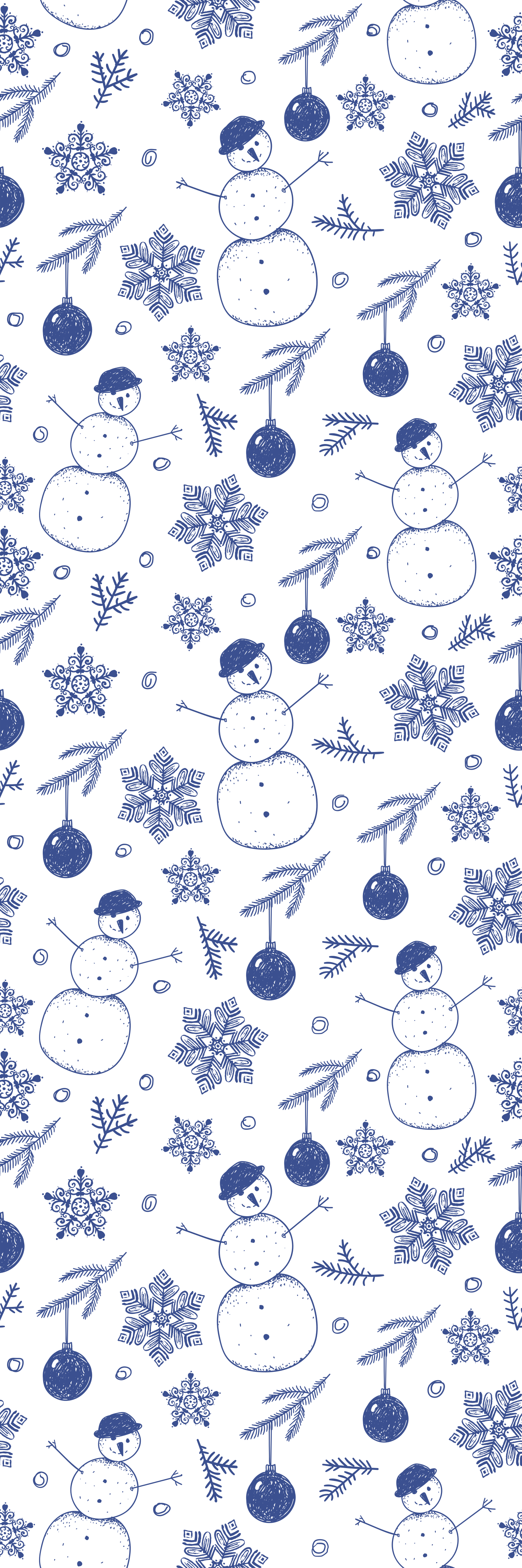 Christmas vinyl rug in hand-drawn blue winter design - TenStickers