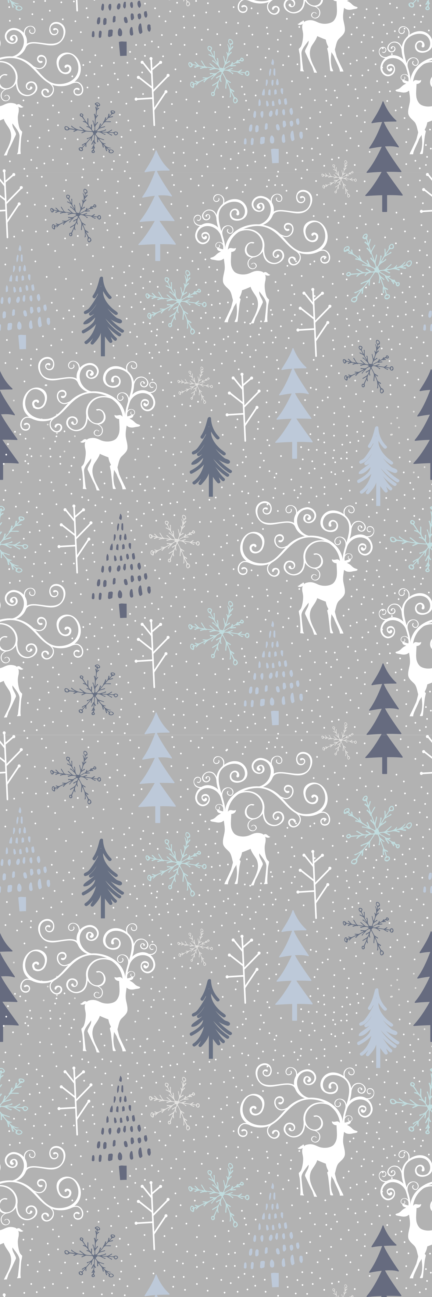 Christmas vinyl rug with white reindeer and trees pattern - TenStickers
