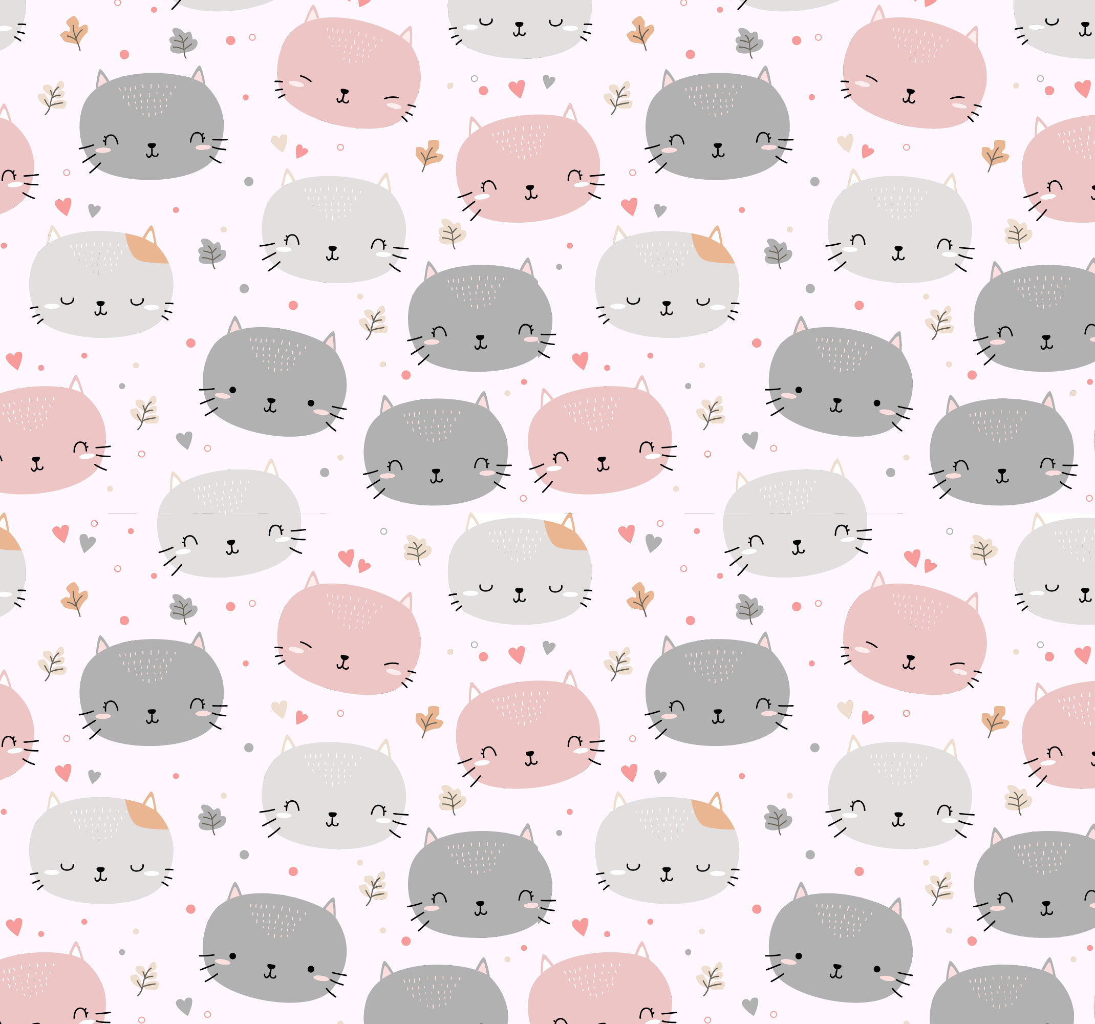 Cute grey and pink kittens bedroom vinyl rug - TenStickers
