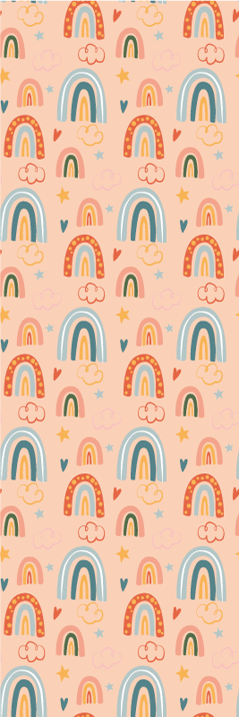 Bedroom vinyl rug with rainbow pattern on light background - TenStickers