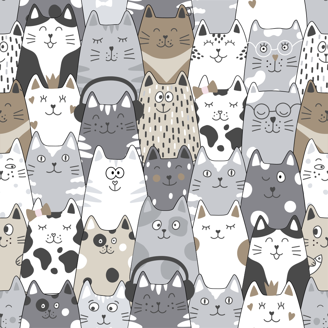 Bedroom vinyl rug cartoon cats - TenStickers