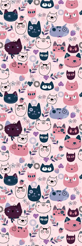 Bedroom vinyl rug with pink cats fashion pattern - TenStickers