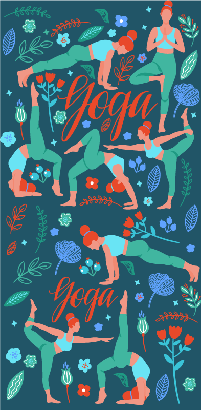 Bedroom vinyl rug for woman doing yoga - TenStickers