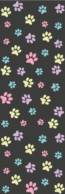 Bedroom vinyl rug with vibrant dog paw prints - TenStickers