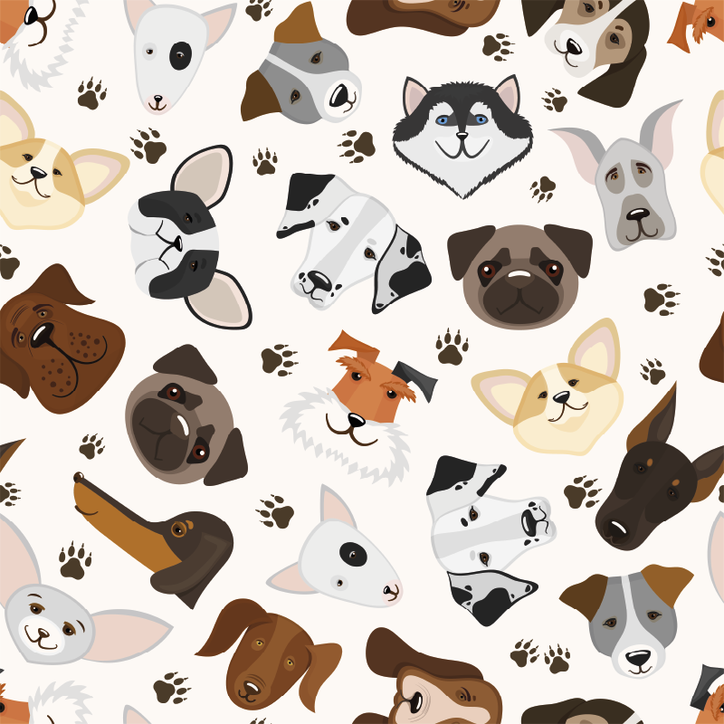 Bedroom vinyl rug with adorable puppy and dog design - TenStickers