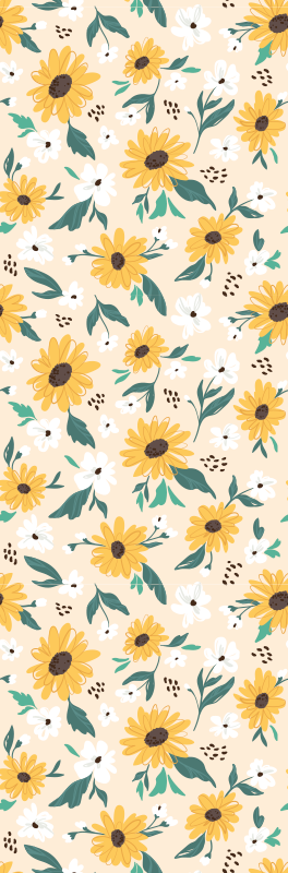 Sunflower beige background bedroom vinyl rug - TenStickers