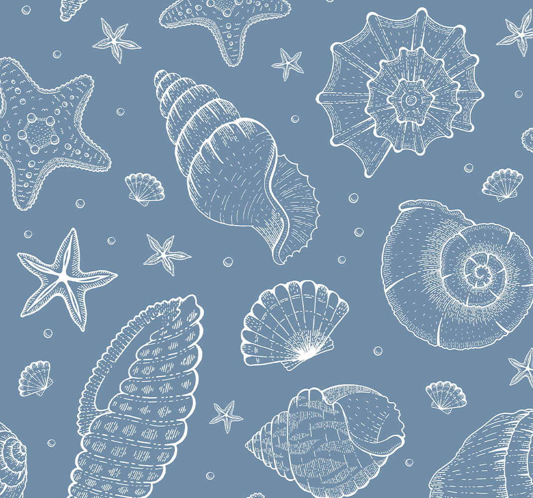 Bedroom vinyl rug featuring marine life and seashells - TenStickers