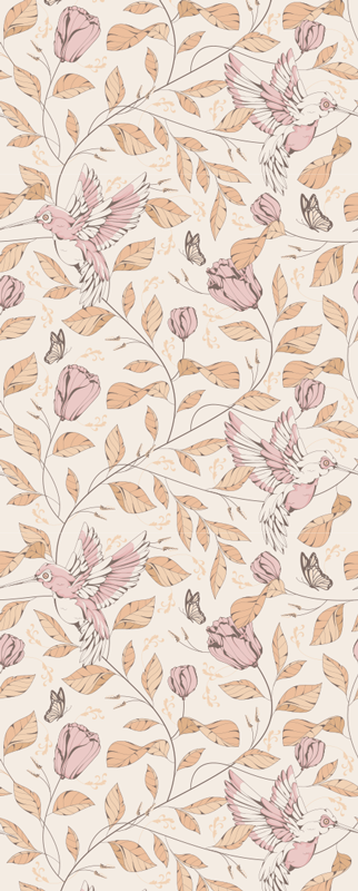 Bedroom vinyl rug in beige tulip pattern - TenStickers