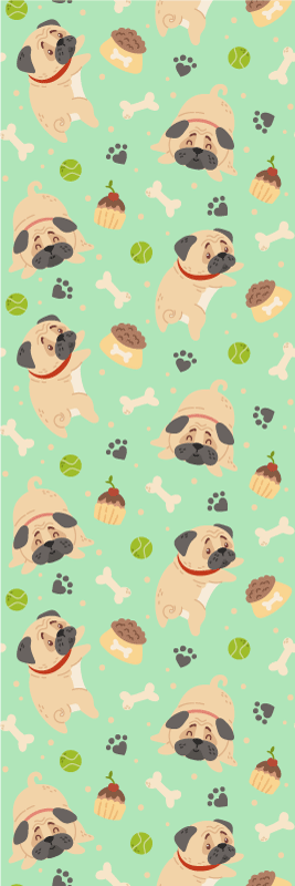 Fat bulldog with a bone bedroom vinyl rug - TenStickers