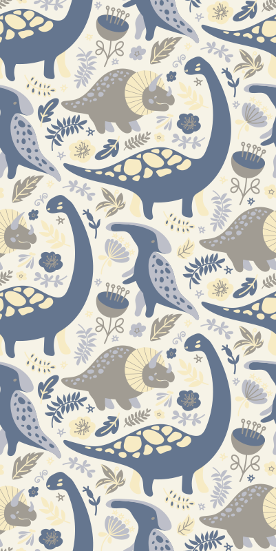 Bedroom vinyl rug featuring blue dinosaurs nordic style - TenStickers