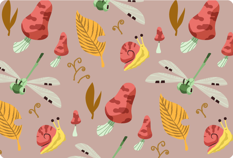 Nature vinyl rug with autumn flora and fauna design - TenStickers
