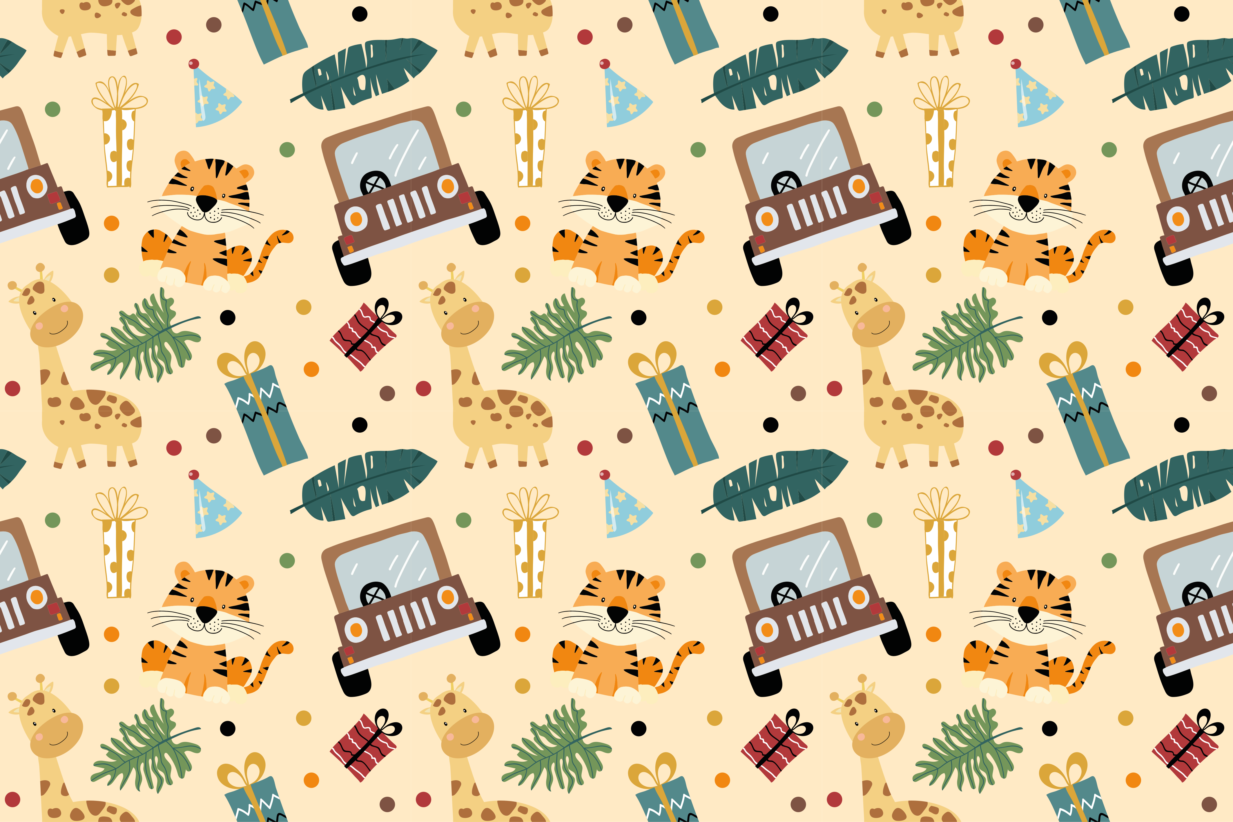 Nature vinyl rug with fun safari designs - TenStickers