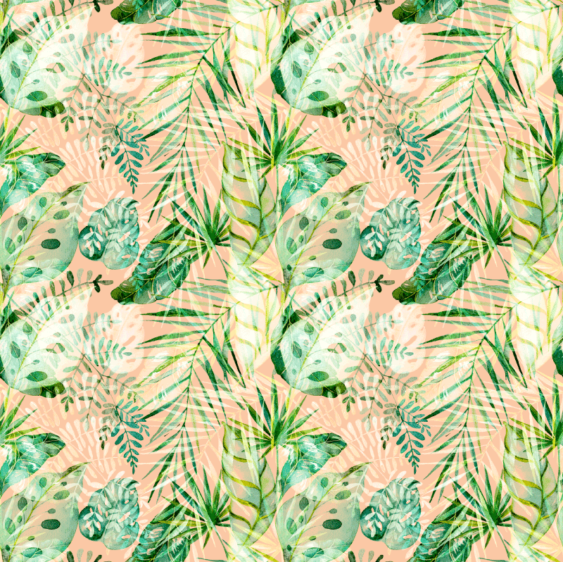 Floral vinyl rug with pink floral leaves design - TenStickers