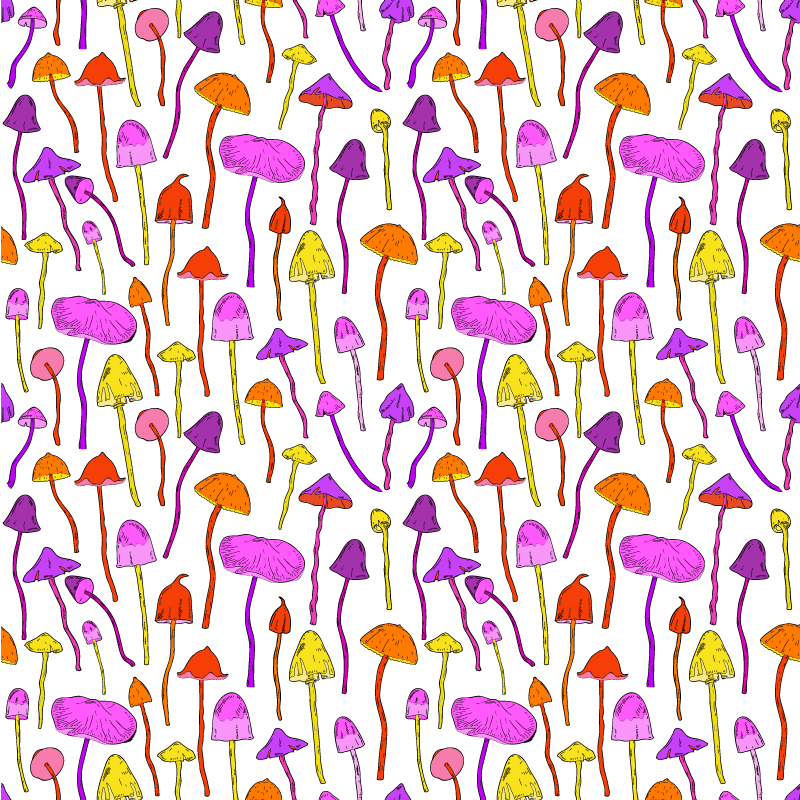 Floral vinyl rug with psychedelic mushroom design - TenStickers