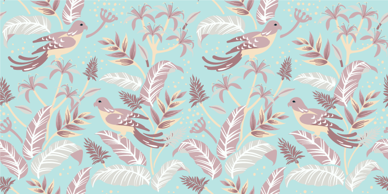 Floral vinyl rug in blue and pink floral design - TenStickers