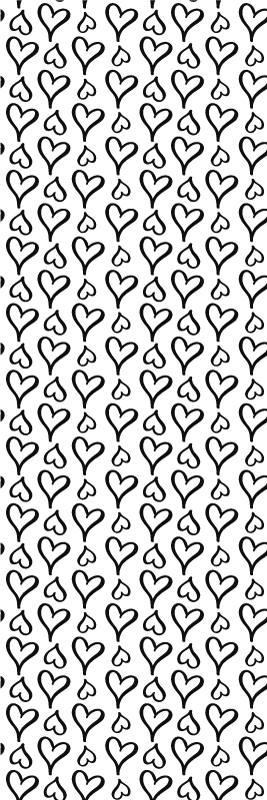 Black illustrated heart icons bedroom vinyl rug - TenStickers