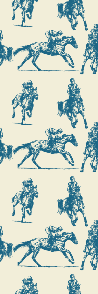 Bedroom vinyl rug in blue and beige horse pattern - TenStickers