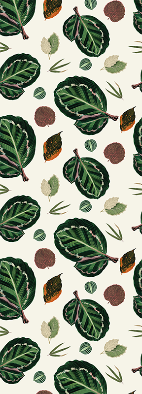 Bedroom vinyl rug with green red maranta leaves - TenStickers