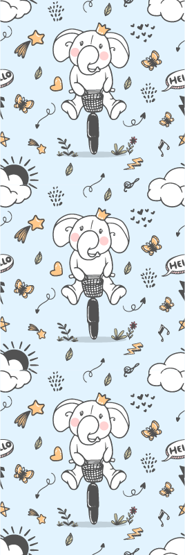 Bedroom vinyl rug with elephant bicycle design - TenStickers