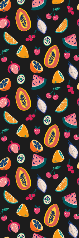 Bedroom vinyl rug with colorful fruits on black - TenStickers