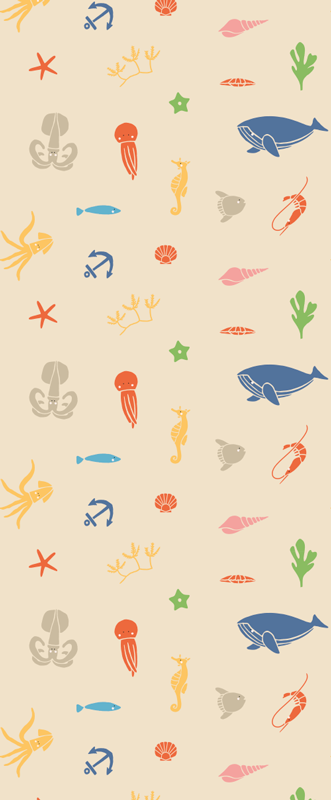 Bedroom vinyl rug with sea animals on beige background - TenStickers