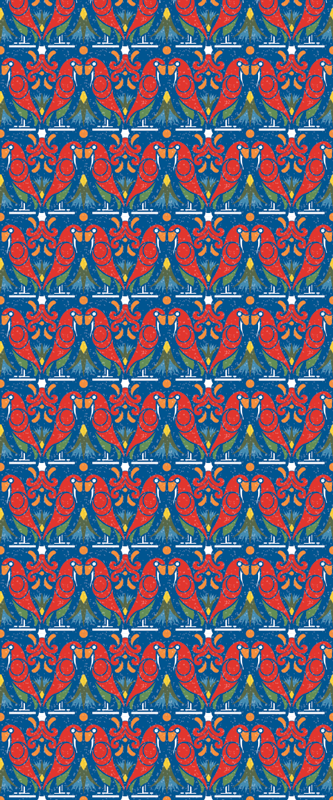 Bedroom vinyl rug with floral design on blue - TenStickers